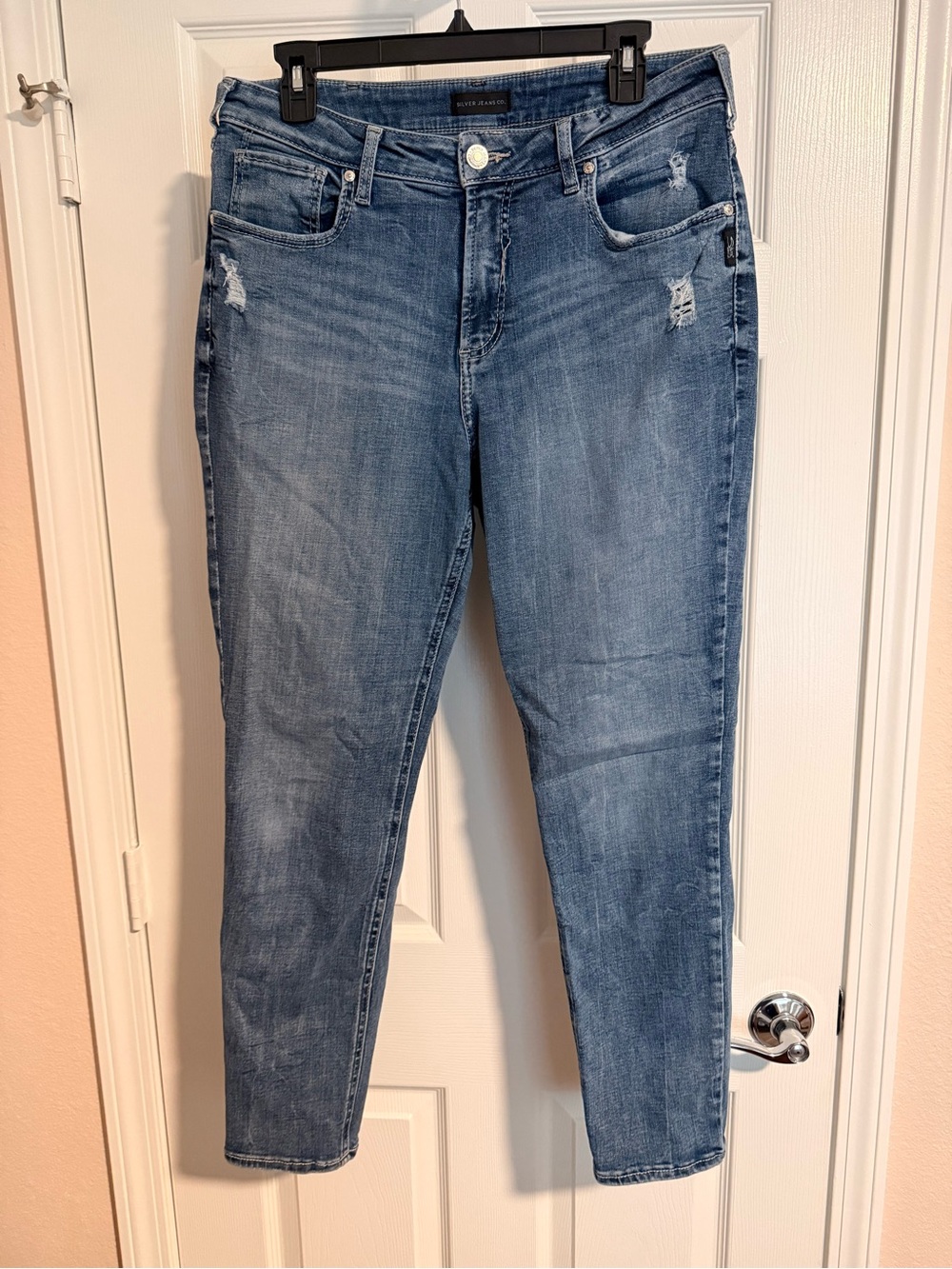 Silver Jeans Light Blue Skinny Distressed Denim